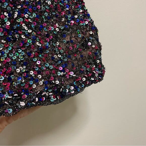 Parker Anna Short Sleeved Sequined Crewneck Multicolor Blouse - Picture 13 of 13
